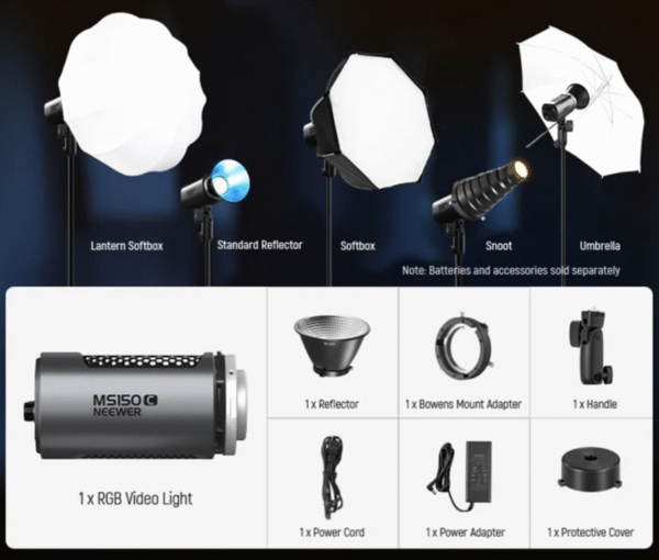 Combo9b – Bộ kit 1 đèn Neewer MS150C RGBWW + Softbox Neewer SF65Q + chân đèn Neewer | Chính Hãng (FullVAT) - Hình ảnh 2