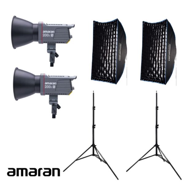 Combo4 - Bộ kit 2 đèn amaran 200xS Bi-Color + 2 Softbox Light Box 60x90 + 2 chân đèn amaran | Chính Hãng (FullVAT)