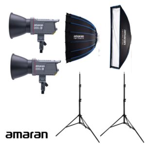 Combo5 – Bộ kit 2 đèn amaran 200xS Bi-Color + Light Dome 90 + Light Box 30×120 + 2 chân đèn amaran | Chính Hãng (FullVAT)